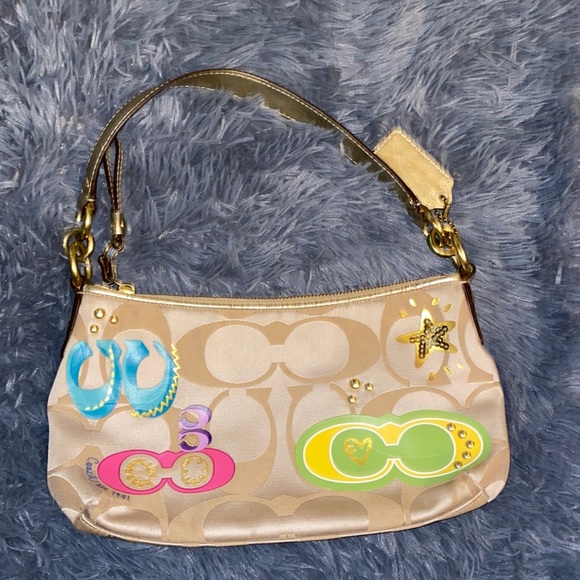 バッグ Coach Multi Color Suede Bag Pouch Set Coach Multi Color